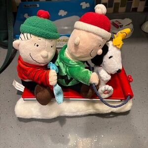 Vintage Gemmy Peanuts Charlie Brown animated Christmas sleigh/sled